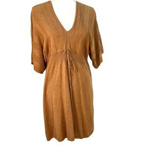 MAX STUDIO Camel Cable Knit Sweater Dress - medium